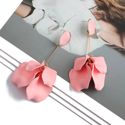 Romantic Petal Drop Earrings – Acrylic Flower Dangles