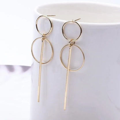 Eccentric Multi-Shaped Metal Dangle Earrings