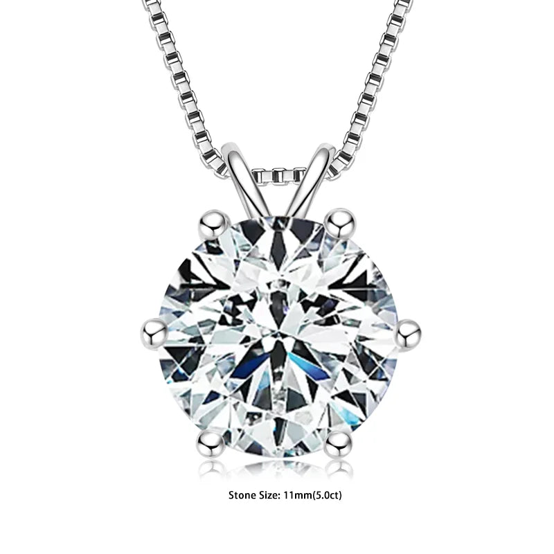 Moissanite Pendant Necklace – 0.5-5ct Sterling Silver