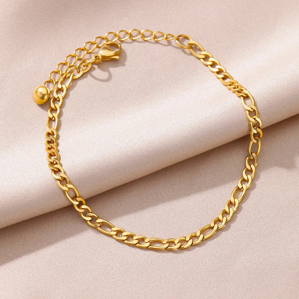 Gold Stainless Steel Imitation Pearl Anklet – Summer Beach Jewelry