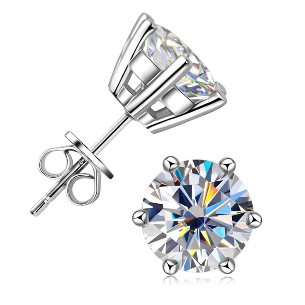 Geometric 2CT Moissanite Stud Earrings – Gold/Silver Plated