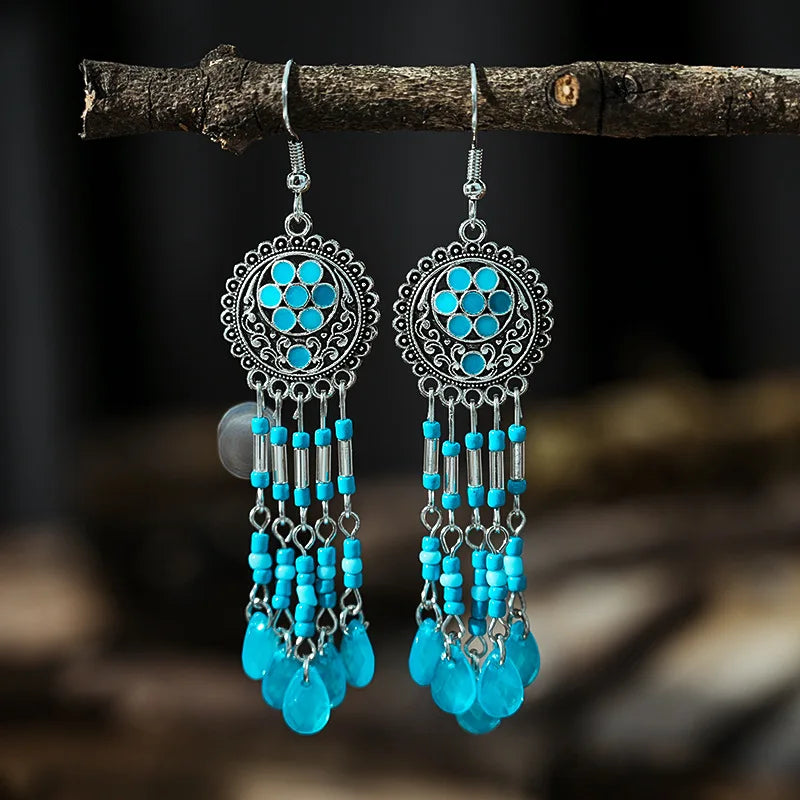 Bohemian Crystal Drop Earrings – Multicolor Rhinestone Dangles