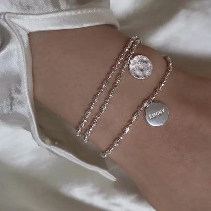 Sterling Silver Adjustable Lucky Letter Bracelet for Women