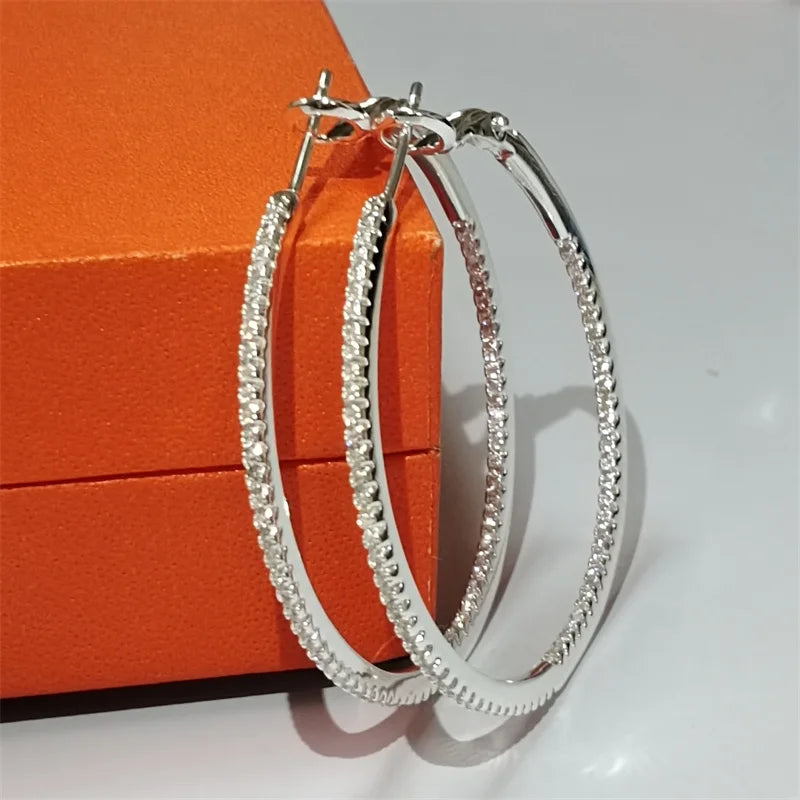 Silver/Gold/Rose Gold Moissanite Hoop Earrings