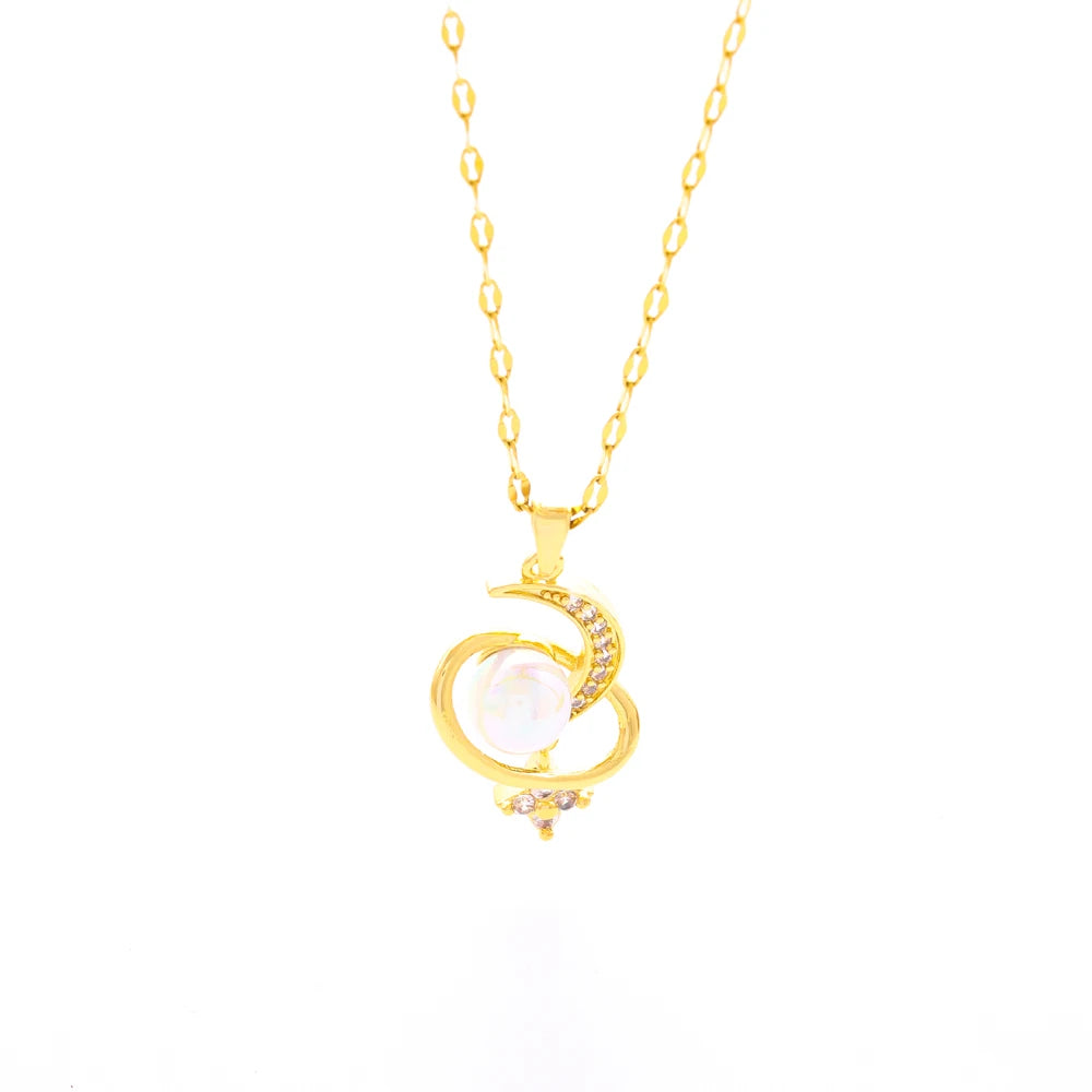 Crescent Moon Pearl Necklace