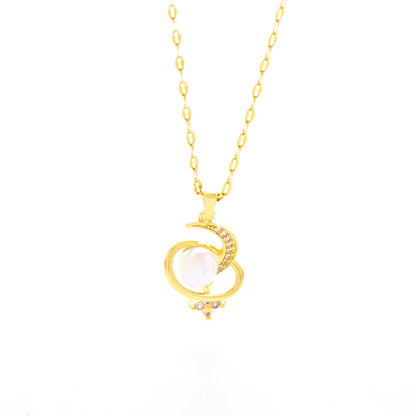 Crescent Moon Pearl Necklace