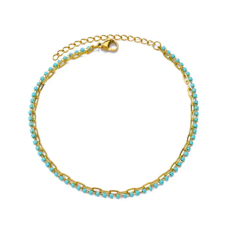 Gold Stainless Steel Imitation Pearl Anklet – Summer Beach Jewelry