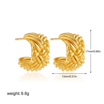 Retro Twist C-Hoop Earrings