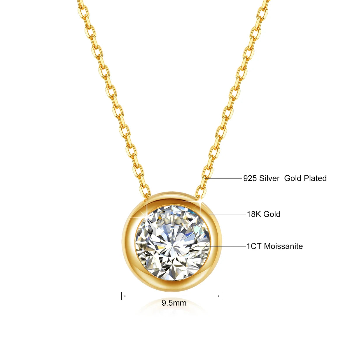 Moissanite Heart Pendant Necklace