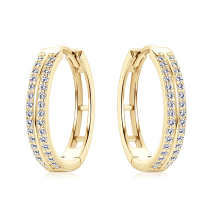 925 Sterling Silver / 14K Gold Plated Moissanite Hoop Earrings