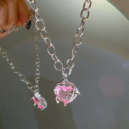 Cosmic Heart Ring Pendant Necklace