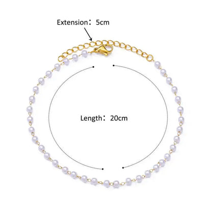 Gold Stainless Steel Imitation Pearl Anklet – Summer Beach Jewelry