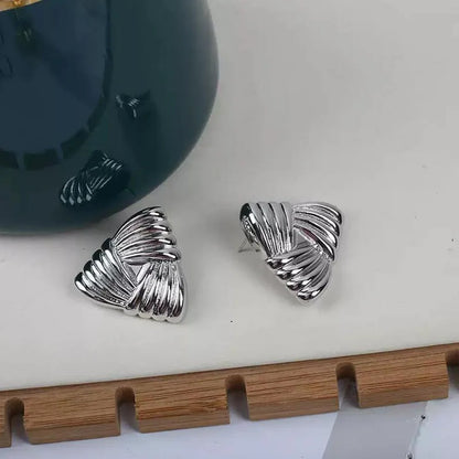 Geometric Textured Triangle Drop Earrings