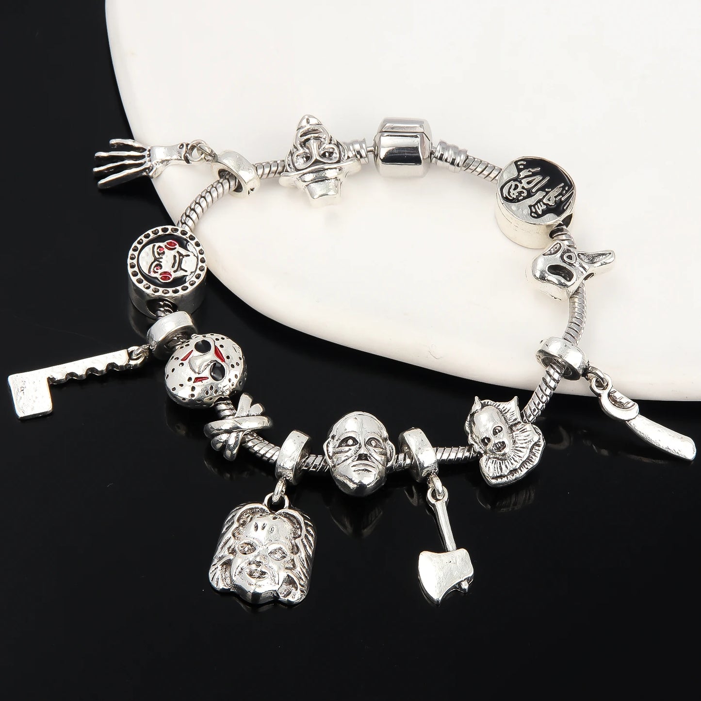 Horror Movie Charms Bracelet – Jason, Pennywise, Jigsaw & Ghostface