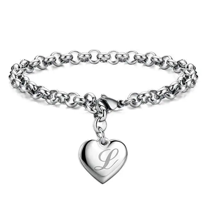 925 Sterling Silver Letter Charm Bracelet