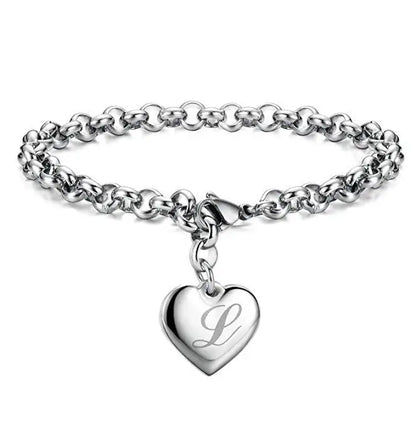 925 Sterling Silver Letter Charm Bracelet
