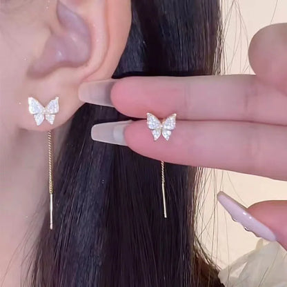 Golden Butterfly Drop Earrings