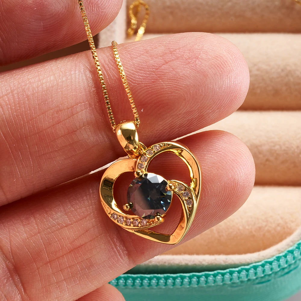 1CT Moissanite Swirl Heart Pendant Necklace – Sterling Silver Box Chain
