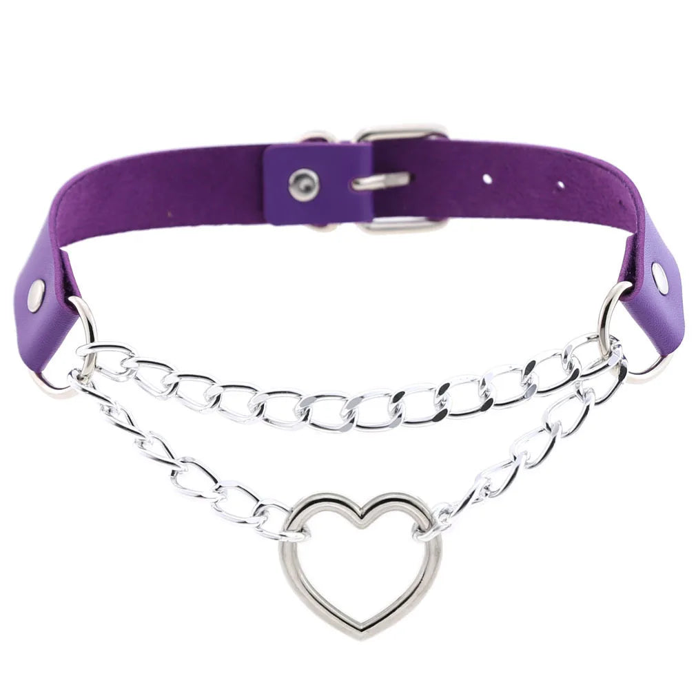 Gothic Heart Choker Collar – Leather Necklace