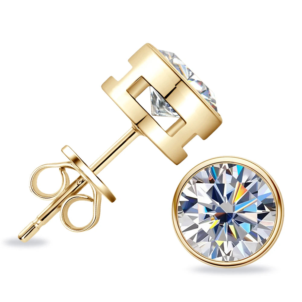Geometric 2CT Moissanite Stud Earrings – Gold/Silver Plated