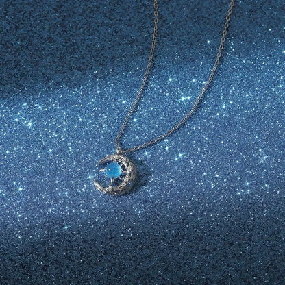 Star in Crescent Moon Pendant Necklace