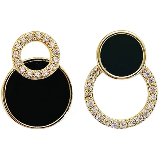 Asymmetrical Hollow Stud Rhinestones Earrings