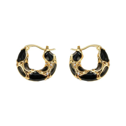 Thick Rhinestone Vintage Hoop Stud Earrings