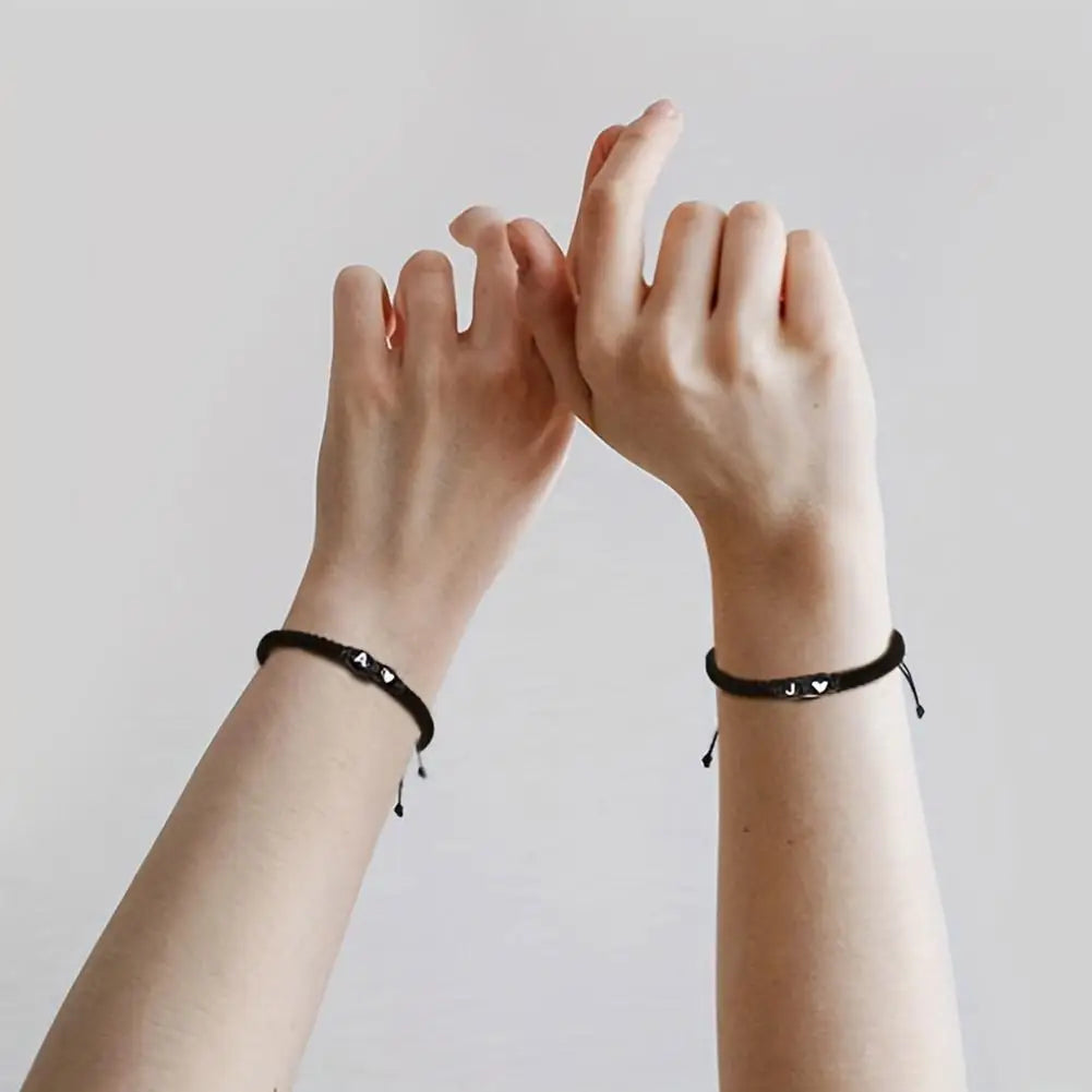 26 Letters Initial Heart Braided Bracelet