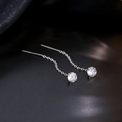 Elegant Silver Chain Drop Earrings – Heart/Flower/Star/Circle Charms