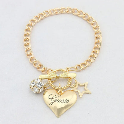 Gold & Silver Heart Charm Bracelet for Women