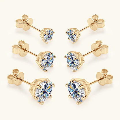 Geometric 2CT Moissanite Stud Earrings – Gold/Silver Plated