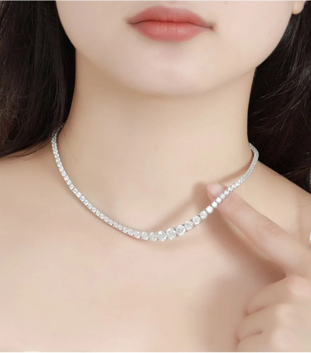 Moissanite Tennis Necklace – 925 Sterling Silver
