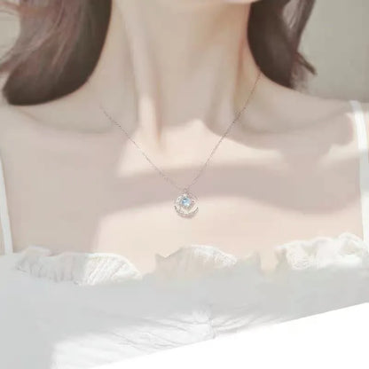 Star in Crescent Moon Pendant Necklace