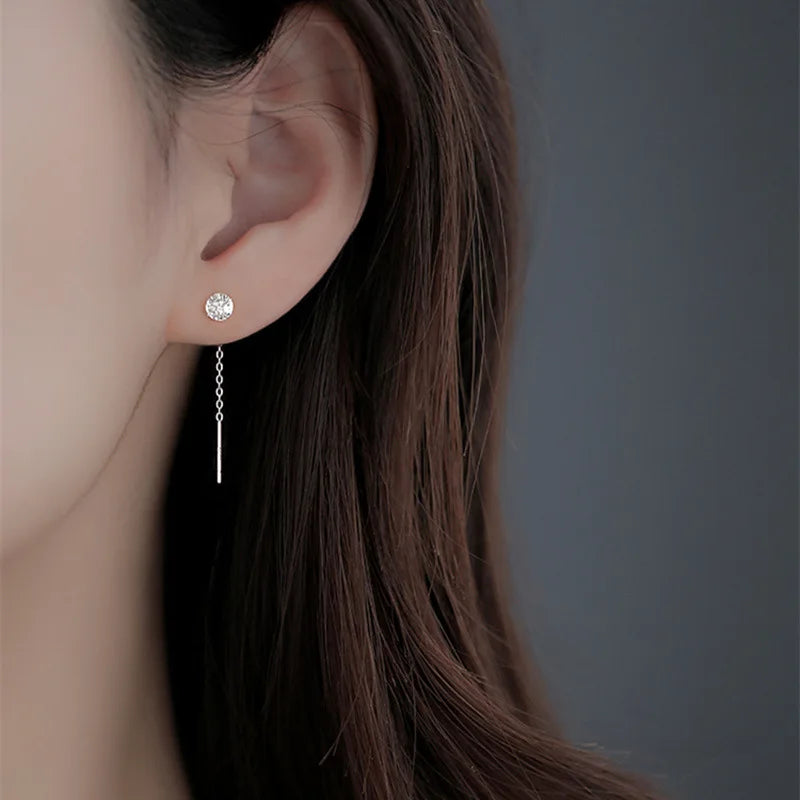 Elegant Silver Chain Drop Earrings – Heart/Flower/Star/Circle Charms