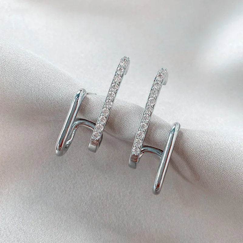Exquisite Rhinestone Round Ear Cuff Stud Earrings