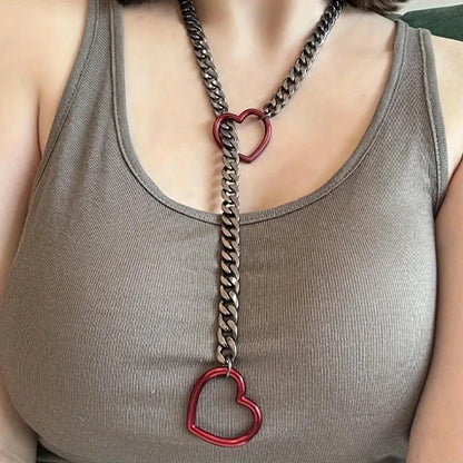 Heart O-Ring Slip Chain - Adjustable Lariat (Y-Necklace/Choker)