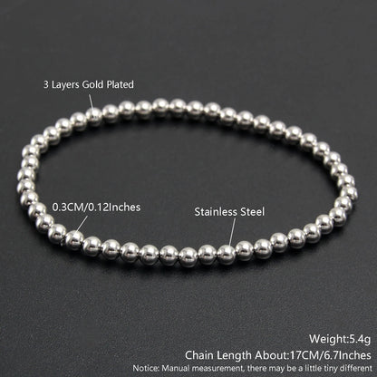 Stretch Ball Beaded Bracelet - Stacked Stainless Steel Bracelet for Women