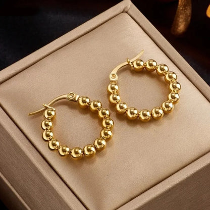 Gold Beaded Hoop Earrings