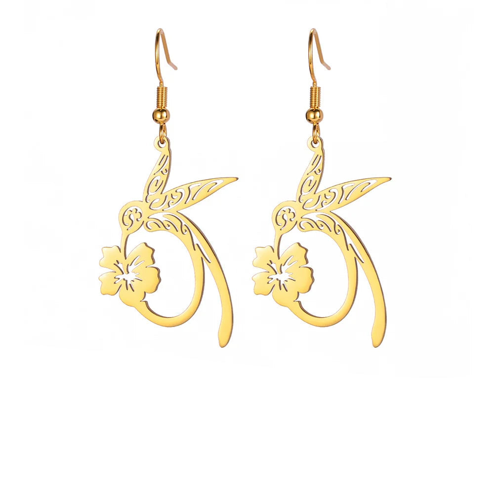 Hummingbird Jewelry Set – Gold/Silver Earrings & Necklace