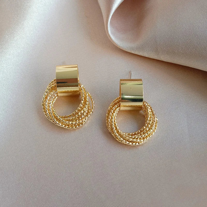 Twisted Mesh Gold Earrings