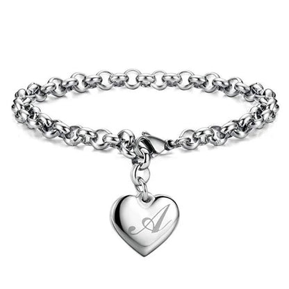 925 Sterling Silver Letter Charm Bracelet