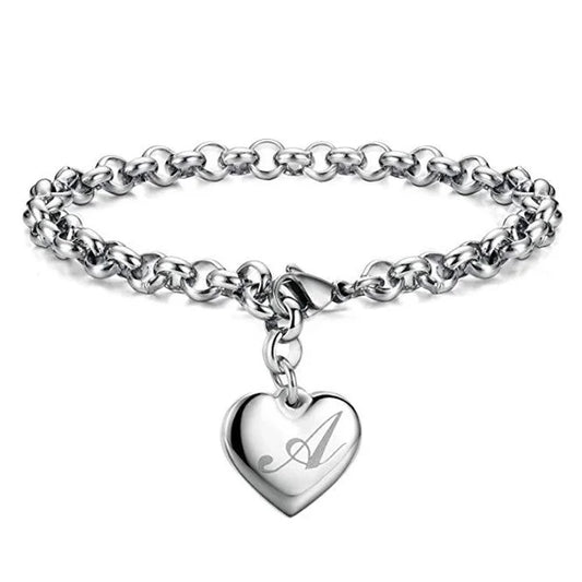 925 Sterling Silver Letter Charm Bracelet