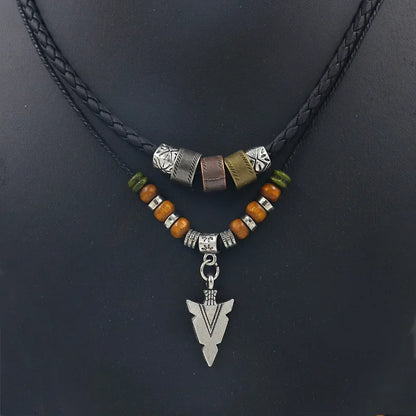 Arrow Necklace - Leather & Beaded
