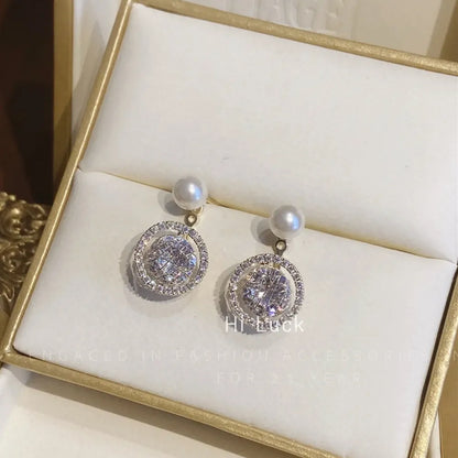 Bohemian Pearl & Rhinestone Stud Earrings
