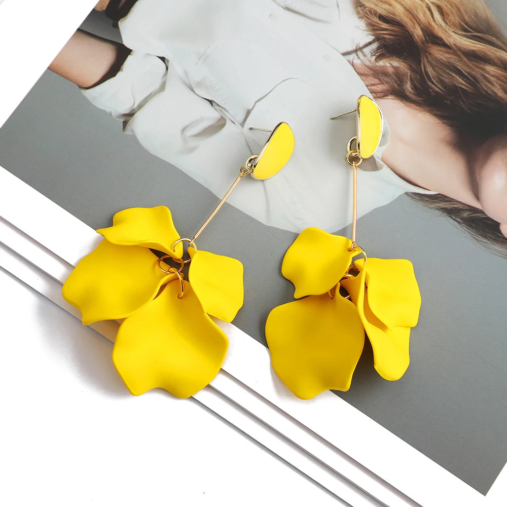 Romantic Petal Drop Earrings – Acrylic Flower Dangles
