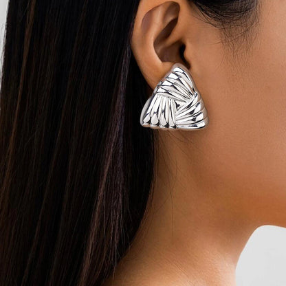Geometric Textured Triangle Drop Earrings