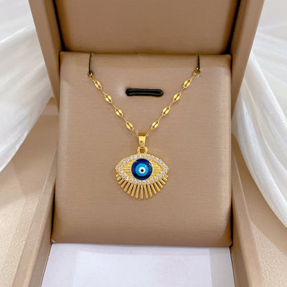 Blue Eye Necklace – Charm Gold Chain