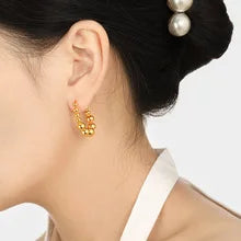 Gold Beaded Hoop Earrings