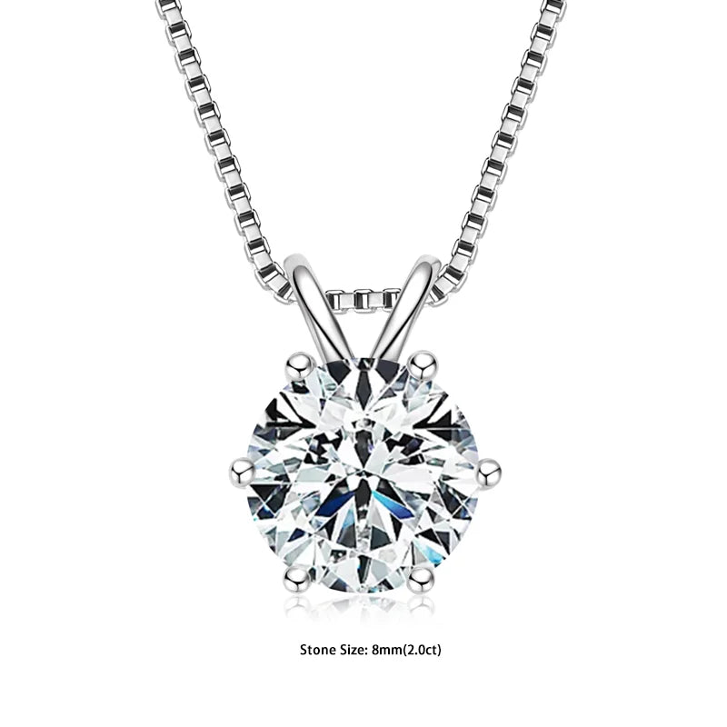 Moissanite Pendant Necklace – 0.5-5ct Sterling Silver