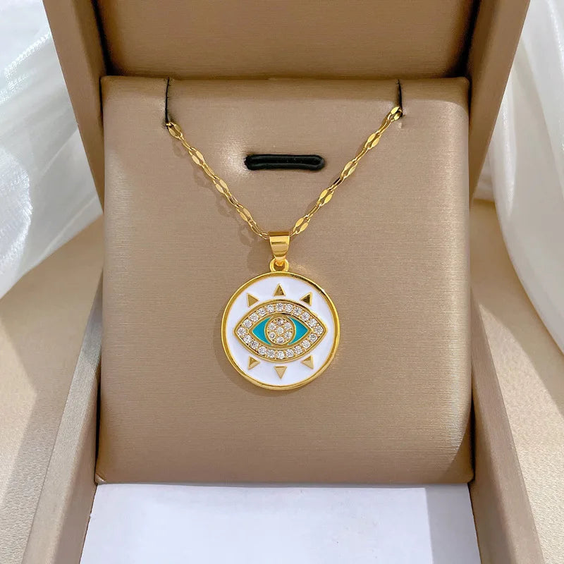 Blue Eye Necklace – Charm Gold Chain